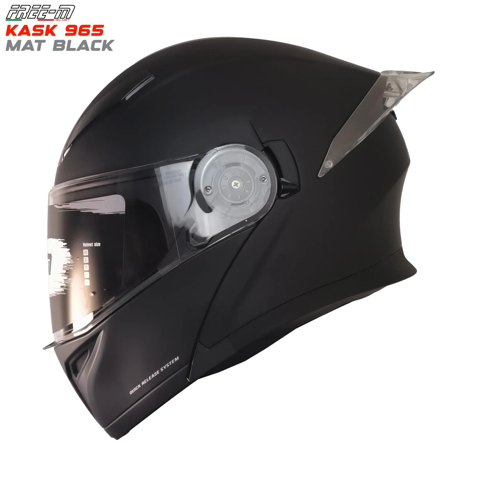 FREE-M 965 MAT SİYAH ÇENE AÇILIR KASK